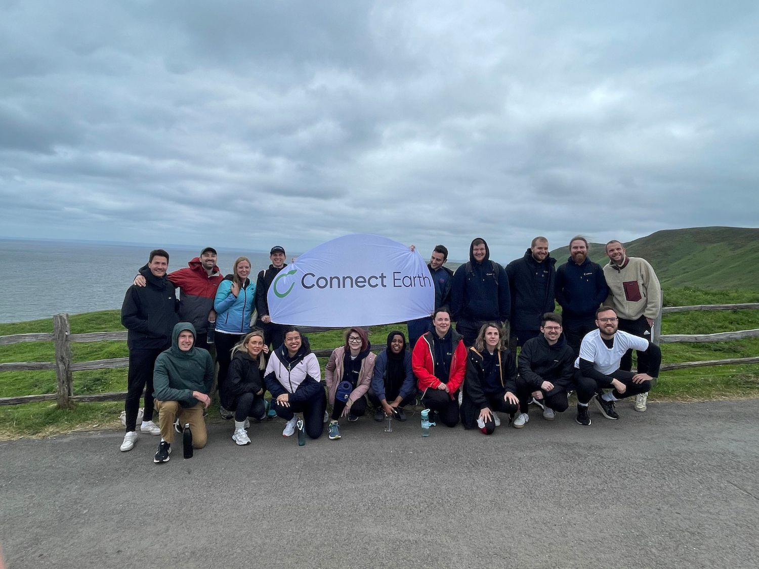 The Connect Earth Team and Banner at the Offsite in Wales