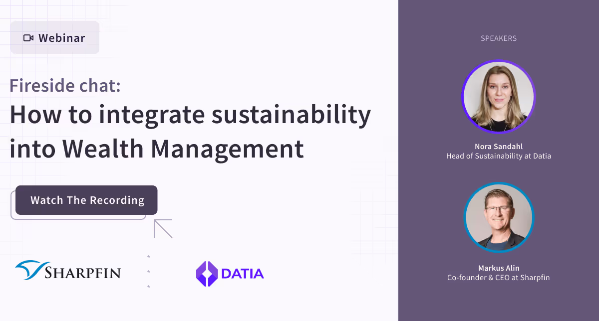 Fireside chat: How to integrate sustainability into Wealth Management