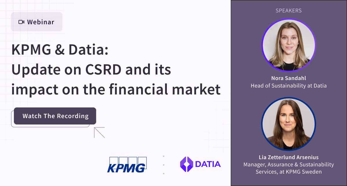 KPMG & Connect Earth: Update on CSRD and its impact on the financial market